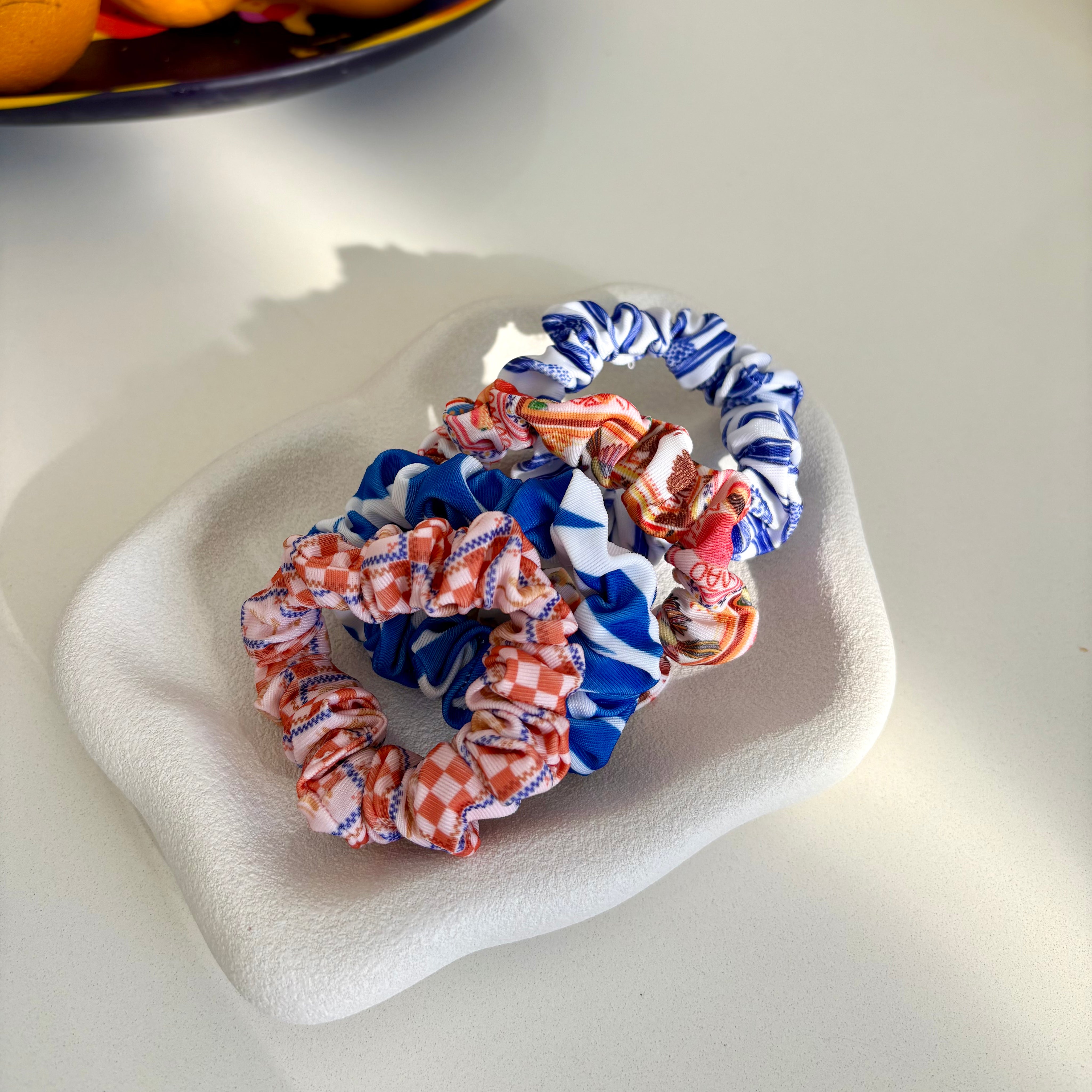 Orange/Blue Scrunchies Set