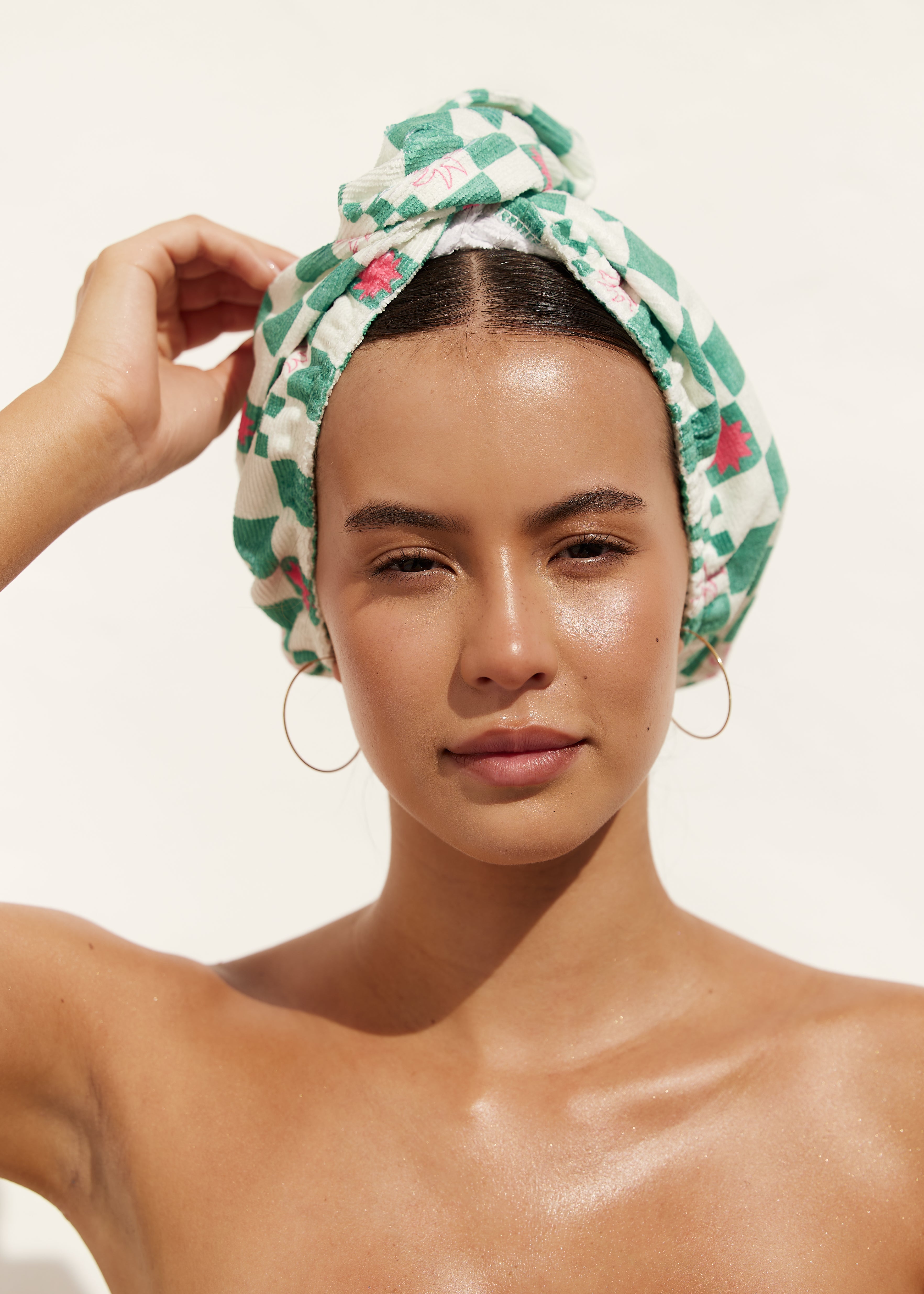[PRE ORDER] RIVA Hair Towel Wrap in Green Check
