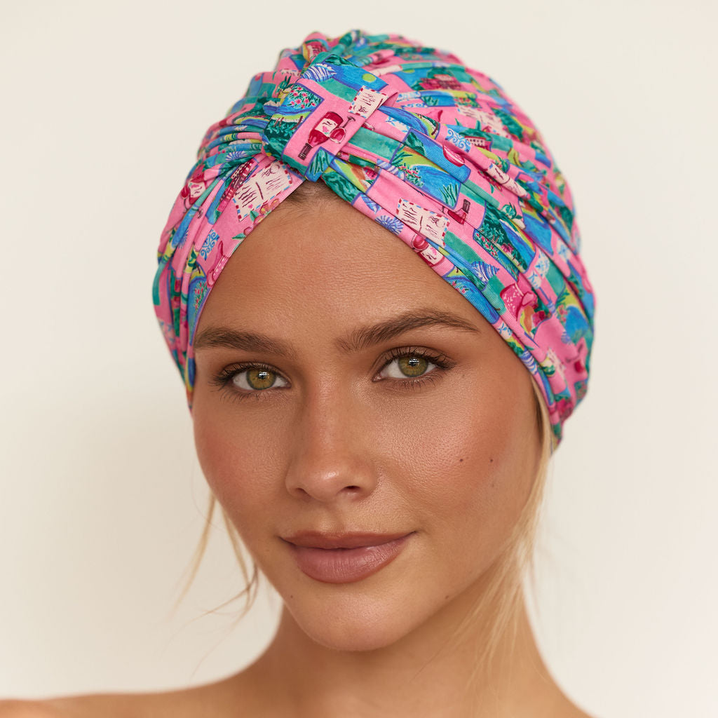 [PRE ORDER] AMELIE shower cap in Pink Postcards