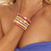Woven Hair Ties in Pink Yellow