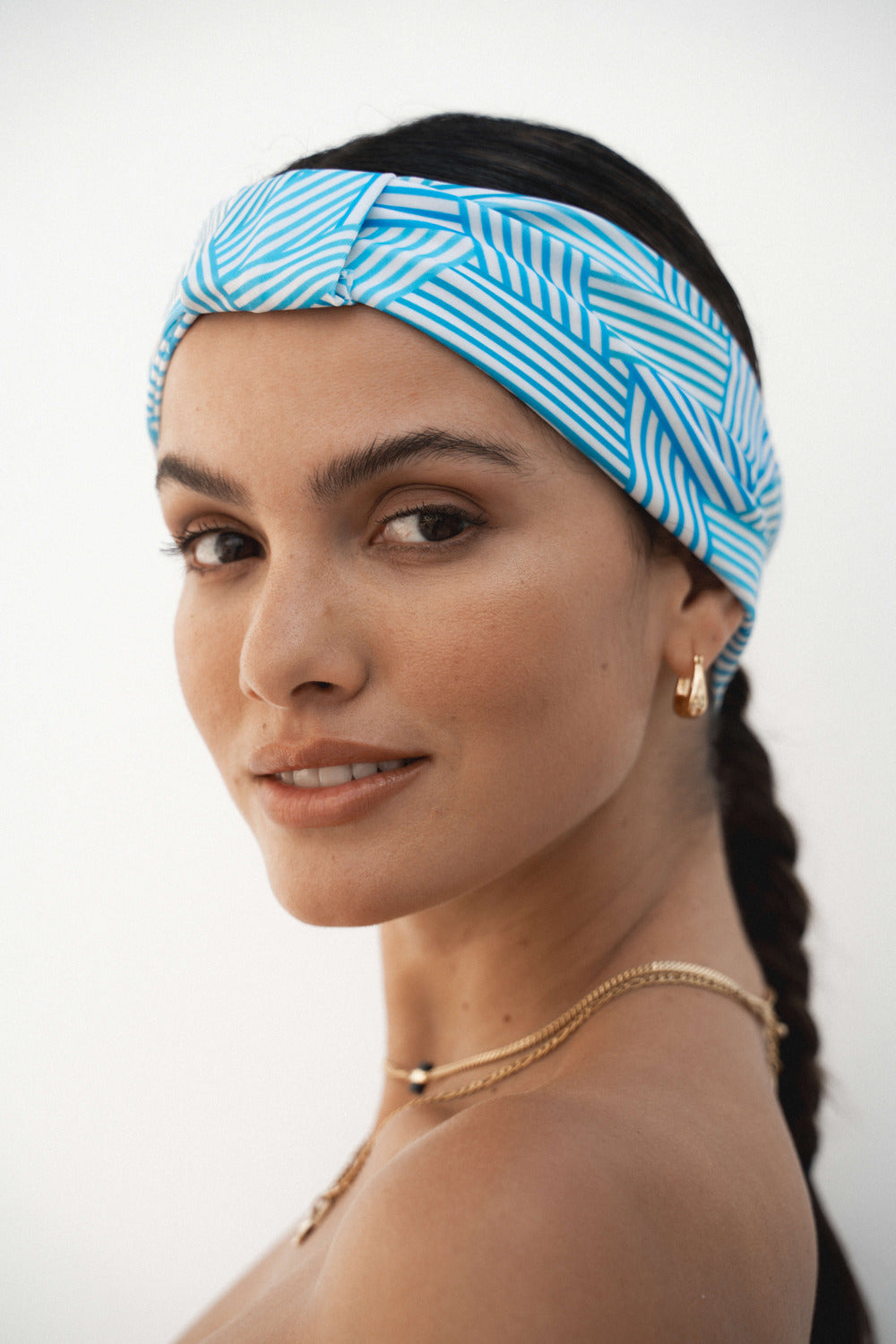 SERAPHINE headband in Aqua Stripe