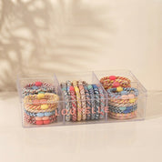 Woven Hair Ties - Green Pink