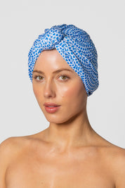 Dahlia shower cap in Azurra Dot - Big Hair