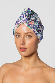 RIVA Hair Towel Wrap in Floral Ikat