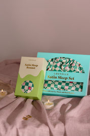 Satin Sleep Set in Green Check