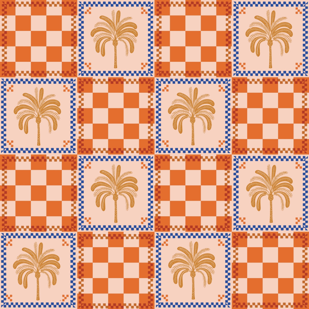 [PRE ORDER] RIVA Hair Towel Wrap in Orange Palm Check
