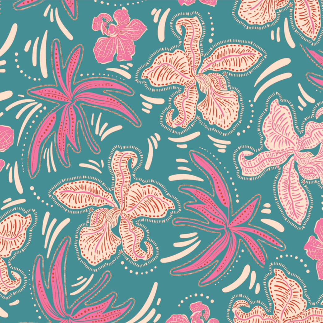 Chloe Eye Mask in Teal Hibiscus