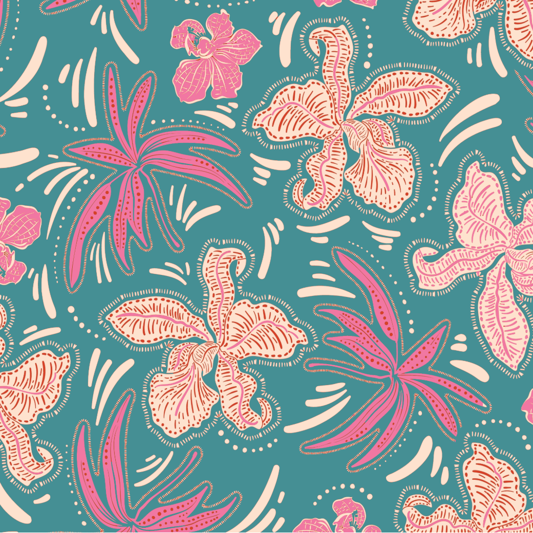 AMELIE shower cap in Teal Hibiscus