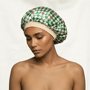 Satin Sleep Bonnet in Green Check