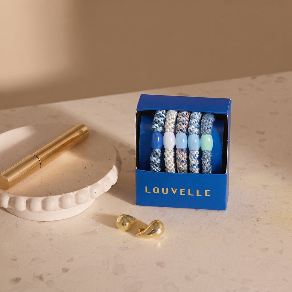 Woven Hair Ties in Blue