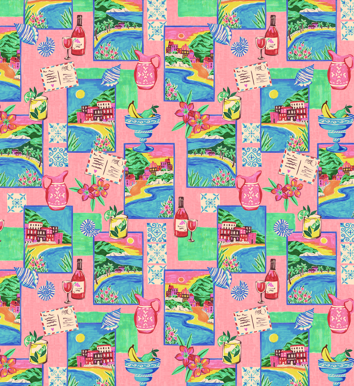 [PRE ORDER] AMELIE shower cap in Pink Postcards