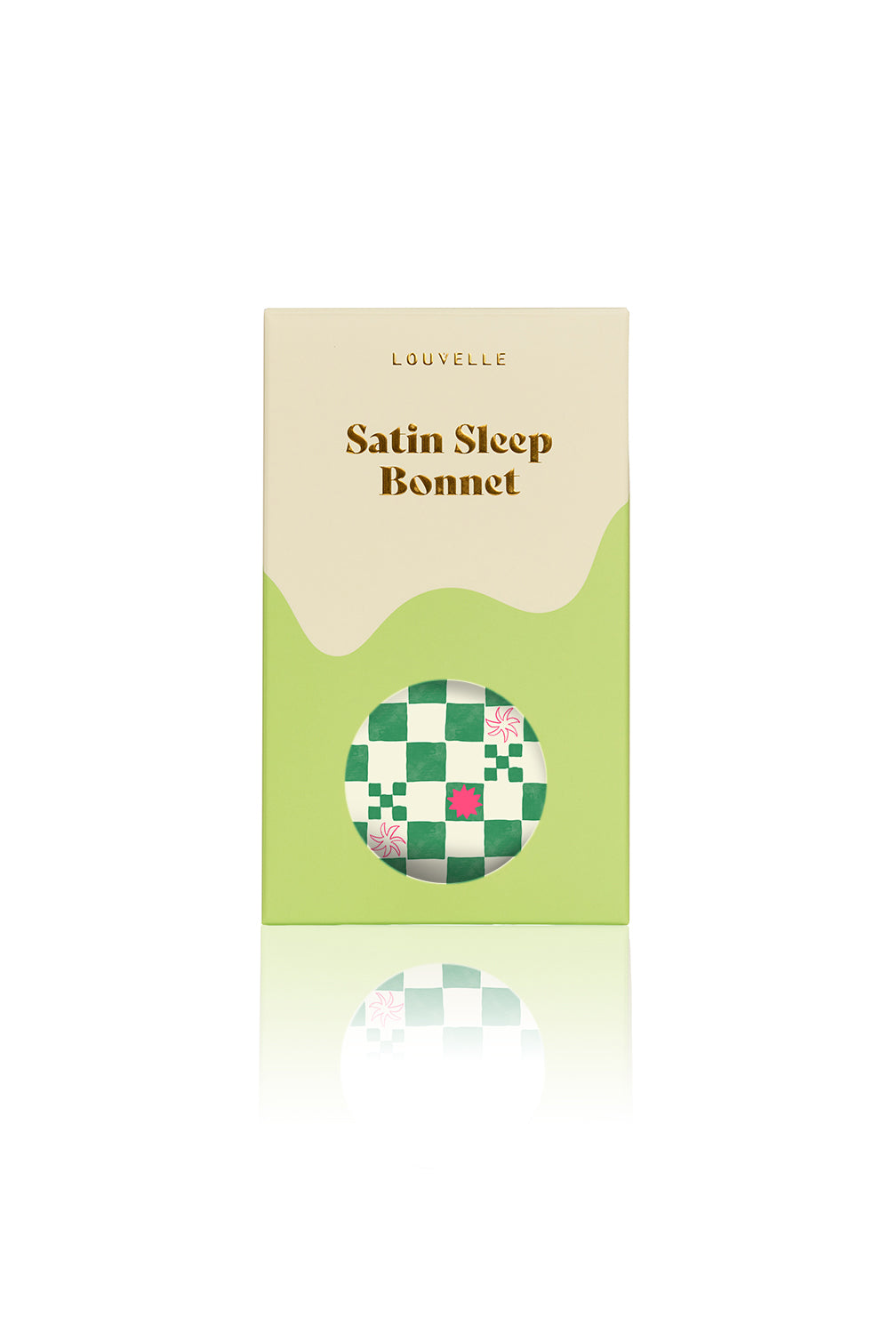 Satin Sleep Bonnet in Green Check
