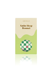 Satin Sleep Bonnet in Green Check
