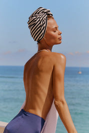 RIVA Hair Towel Wrap in Monochrome Stripe