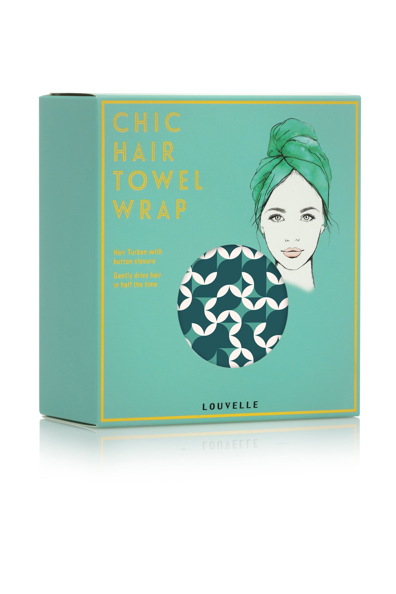 RIVA Hair Towel Wrap in Emerald Geo